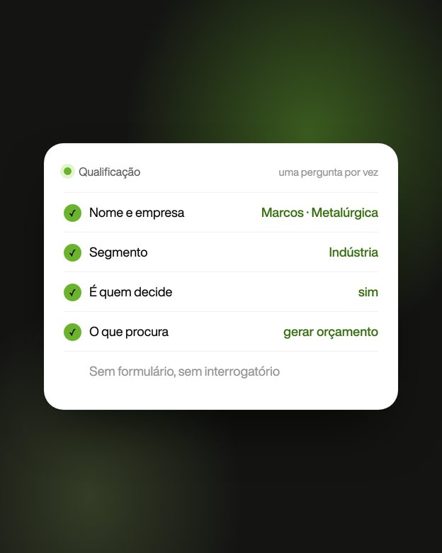 Lista de qualificação com nome, empresa, segmento e se a pessoa decide